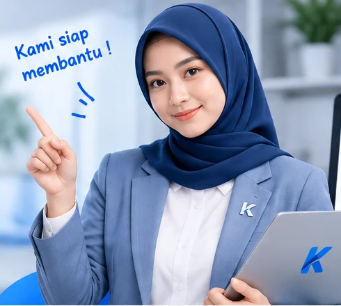 Foto ilustrasi admin KARYASA berhijab dan memakai blazer biru